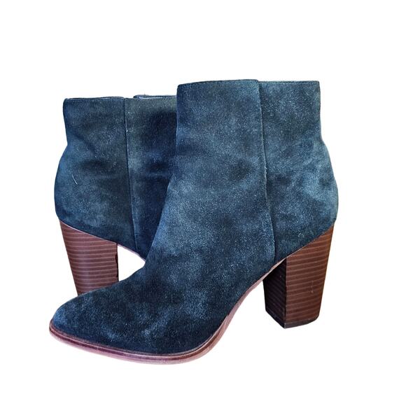 Sam Edelman Blake Black Suede Heels Boots Booties Side Zipper Block Heel 8.5 EUC - Picture 7 of 12
